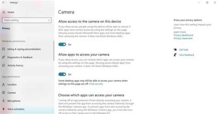 How do I change camera settings in Windows 10?