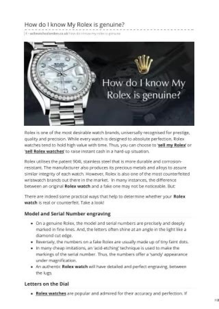 How do I know my Rolex is genuine?