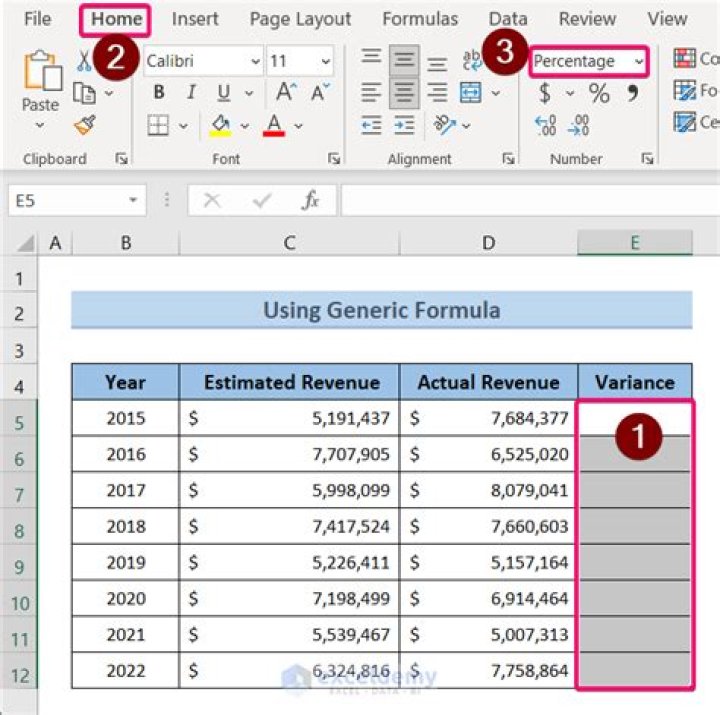 How do you find the variance using Excel?