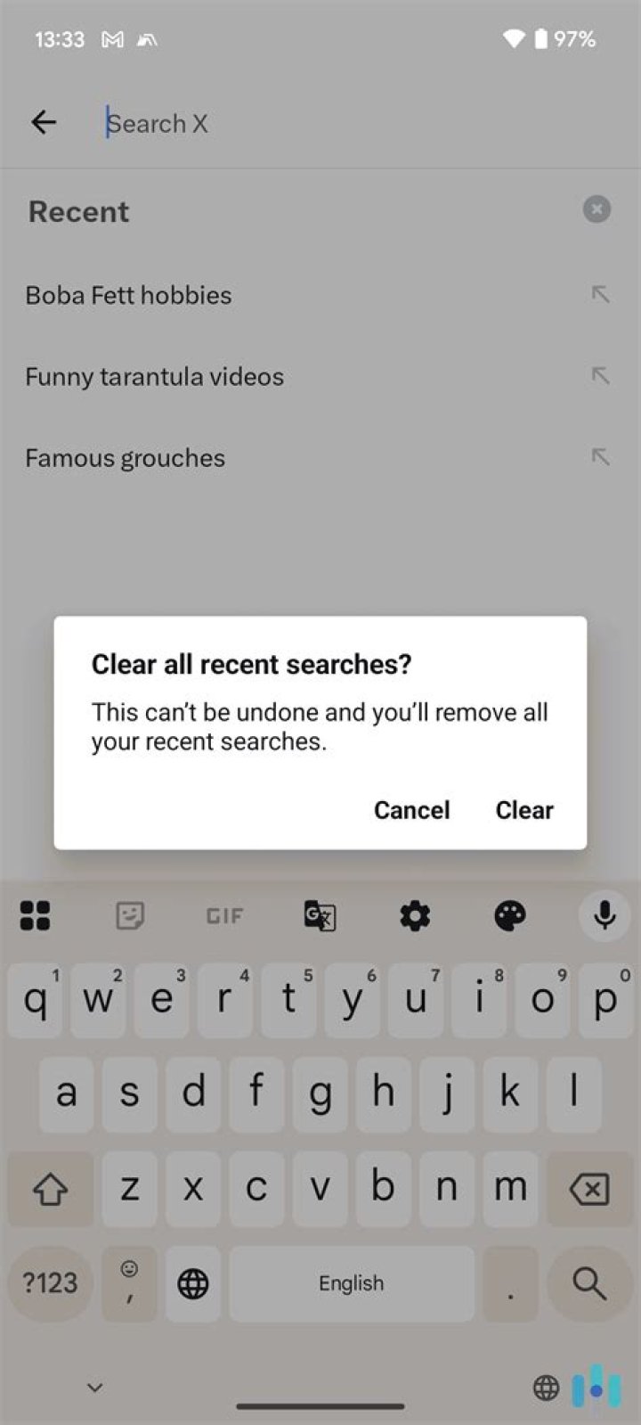 How long do recent searches stay on Facebook?