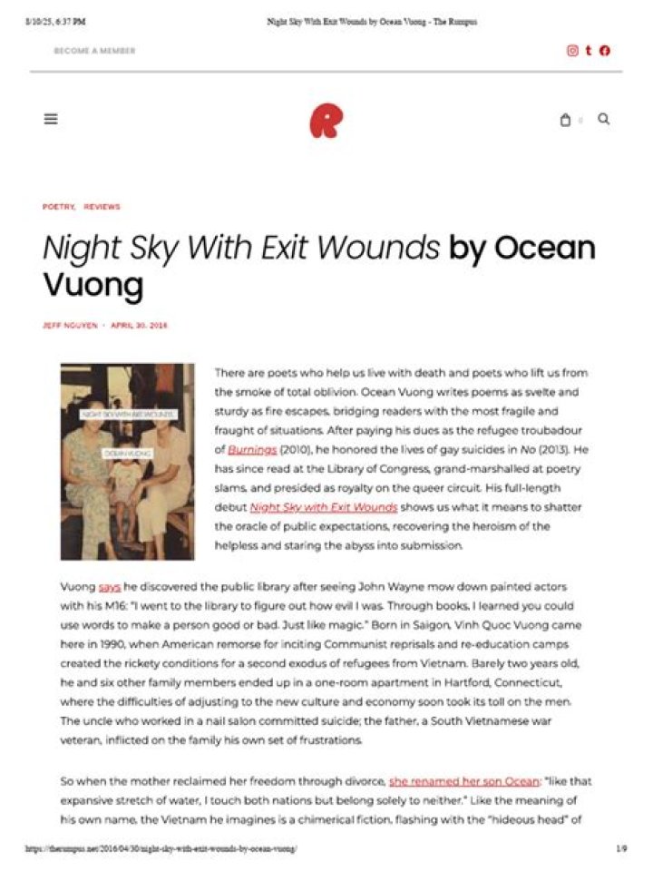 Is Ocean Vuong an addict?