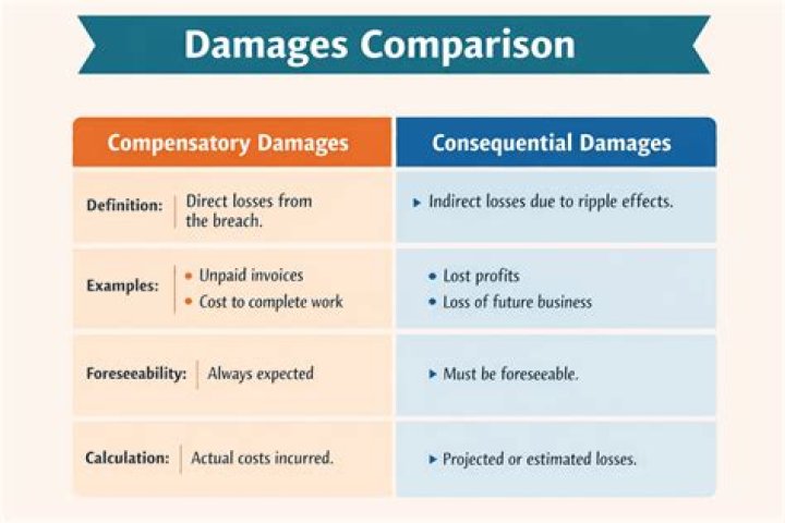 What is the difference between compensatory damages and consequential damages?